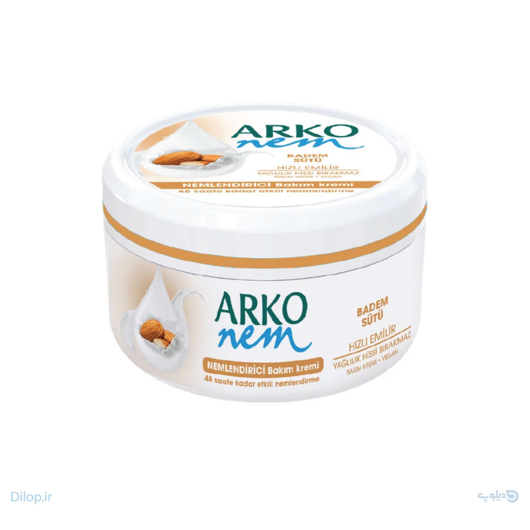 کرم مرطوب کننده دست شیر و بادام Arko nem حجم 300 میلی لیتر